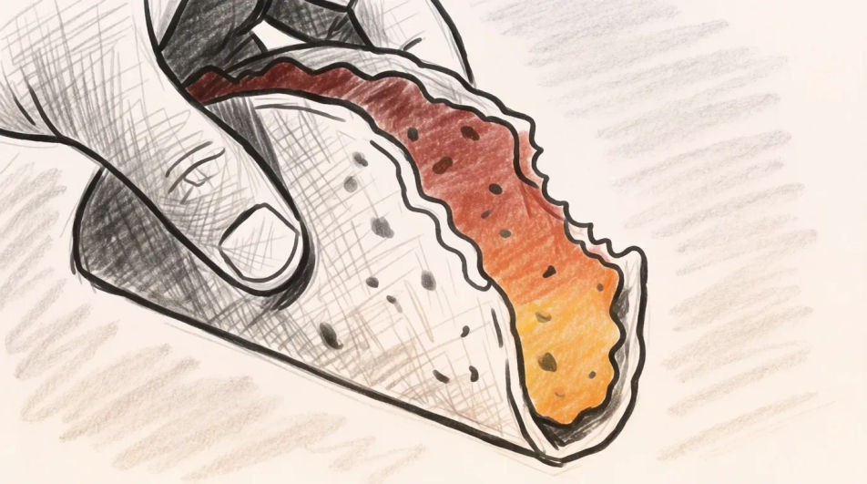 Taco in hand, bite taken
