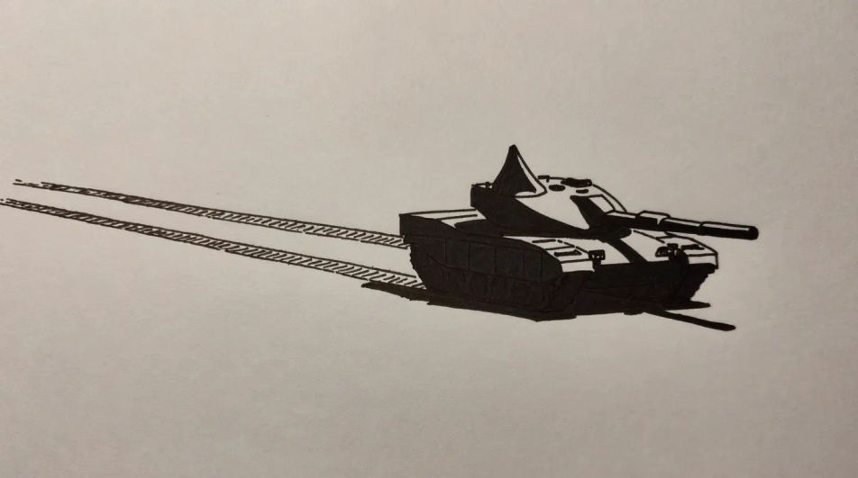 Tank crossing open ground