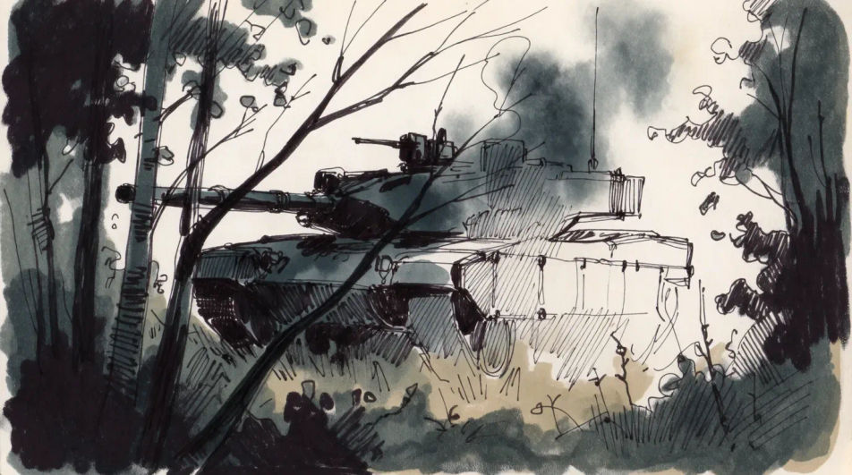 Tank in a treeline