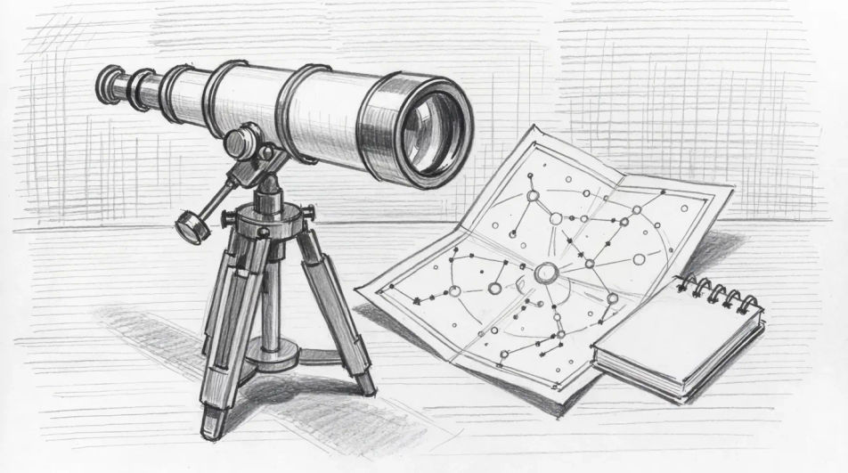 Desk with a star chart