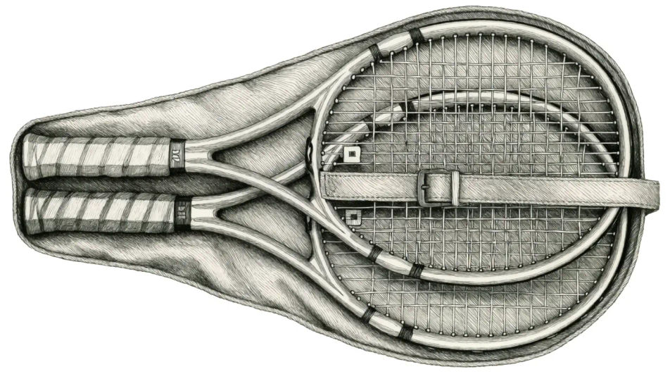 Two rackets in a press
