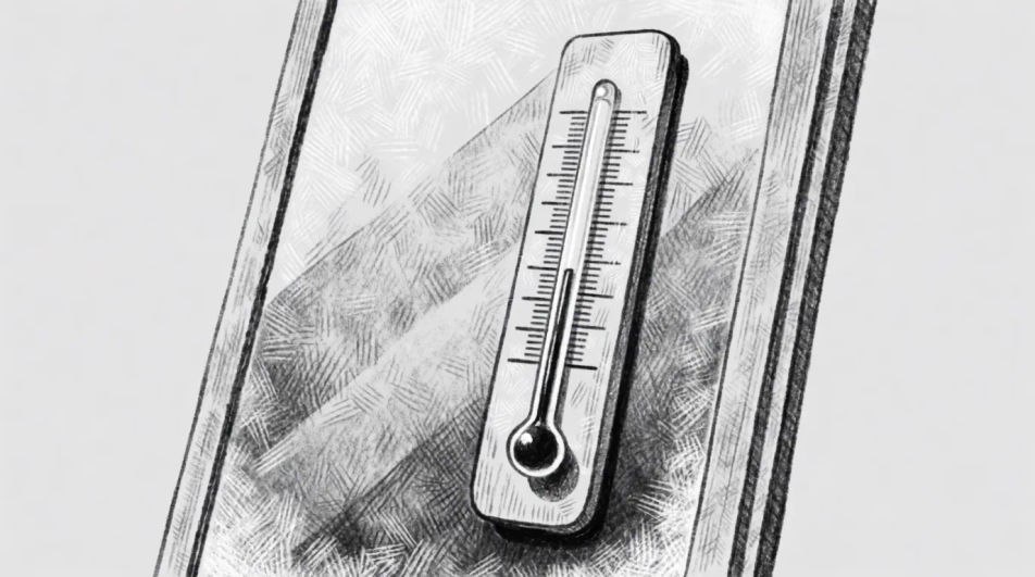 Thermometer on a frosted window