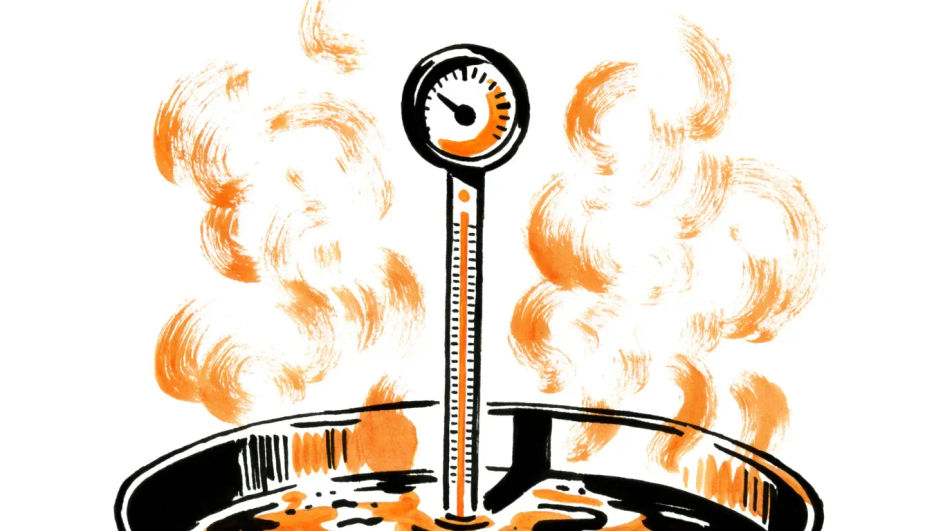Cooking thermometer in a pan