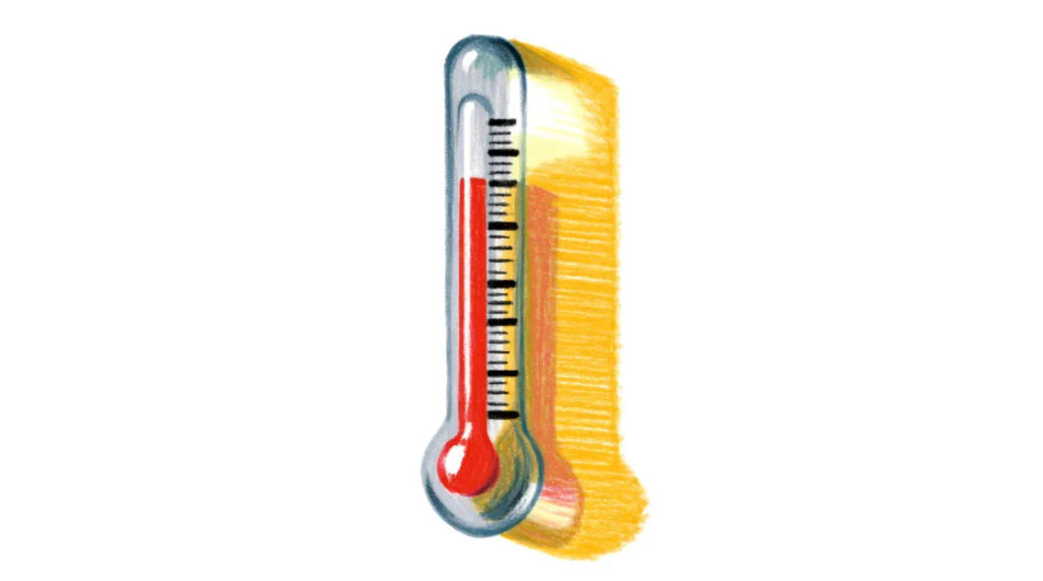 Thermometer on a sunlit wall
