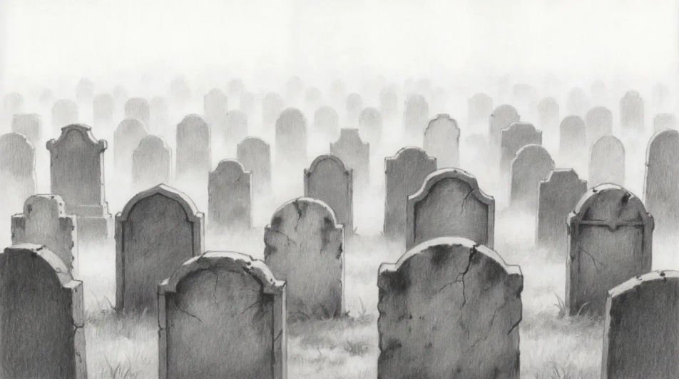 Rows of stones in a graveyard