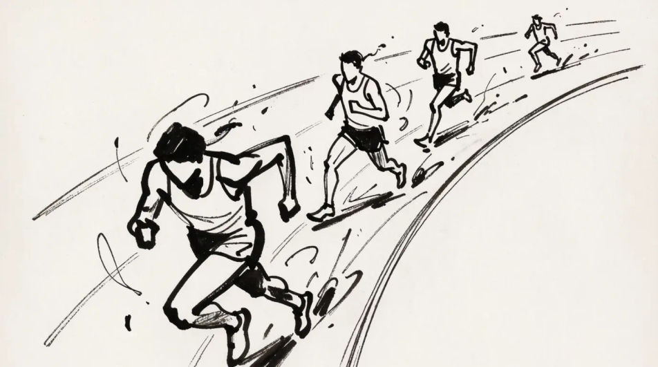 Runners into the bend