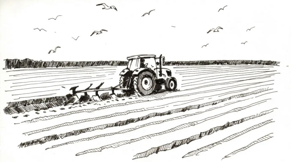 Ploughing an open field