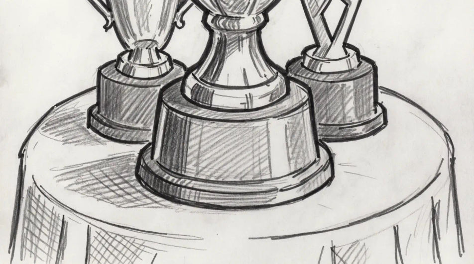 Trophy on a presentation table