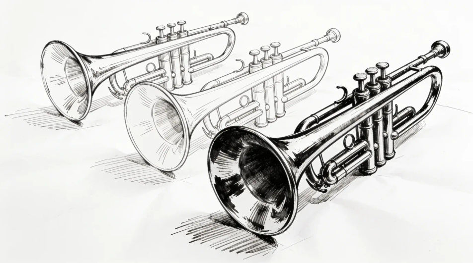 Brass section lined up