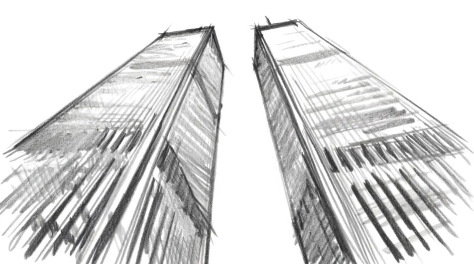 Looking up from the street canyon