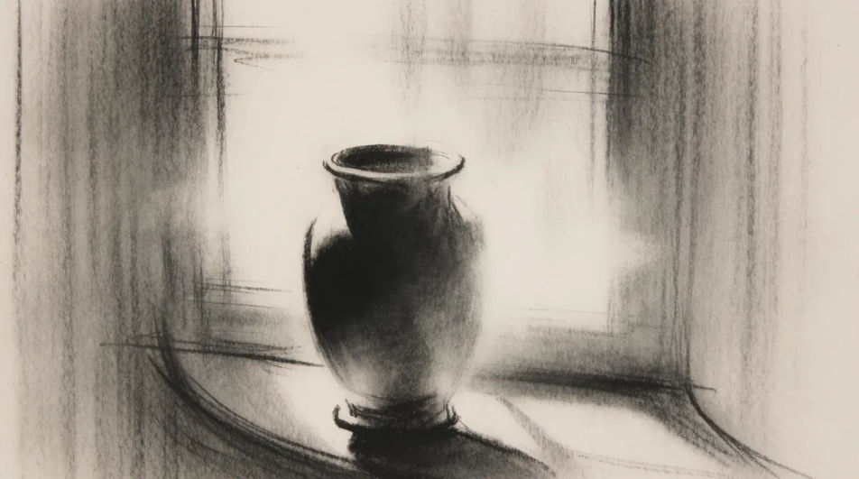 Vase on a windowsill