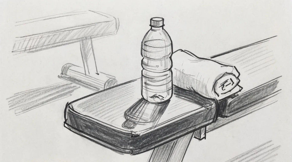 Bottle on a gym bench