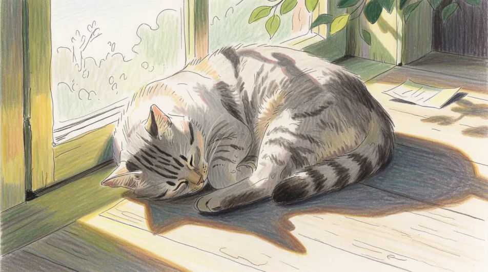 Cat on a sunlit windowsill