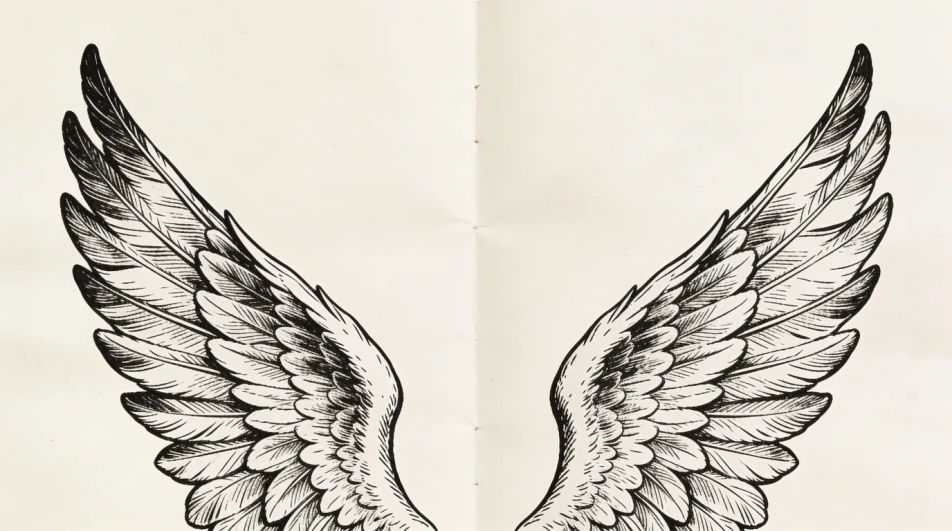 Pair of wings spread wide