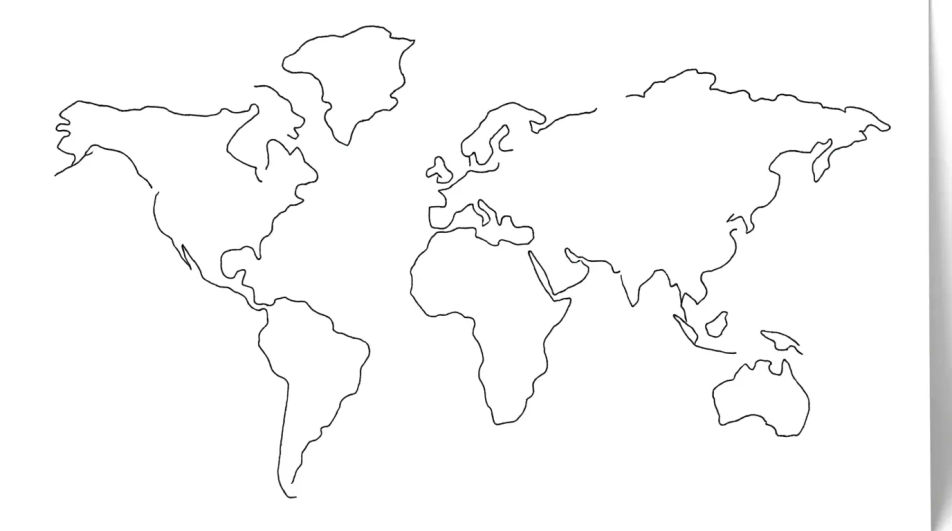Flat world map across the page