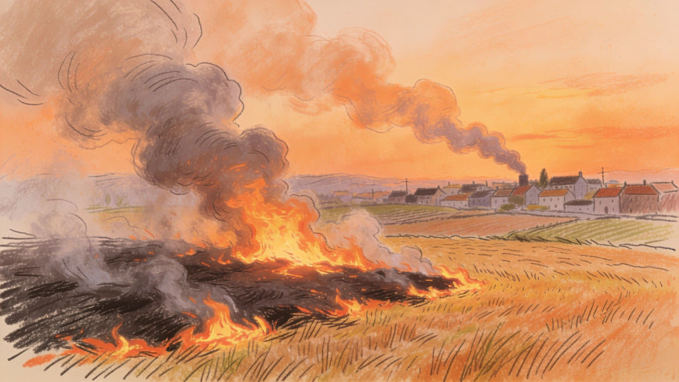 Crop burning field