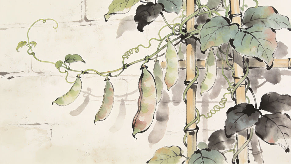 Bean plant on a trellis