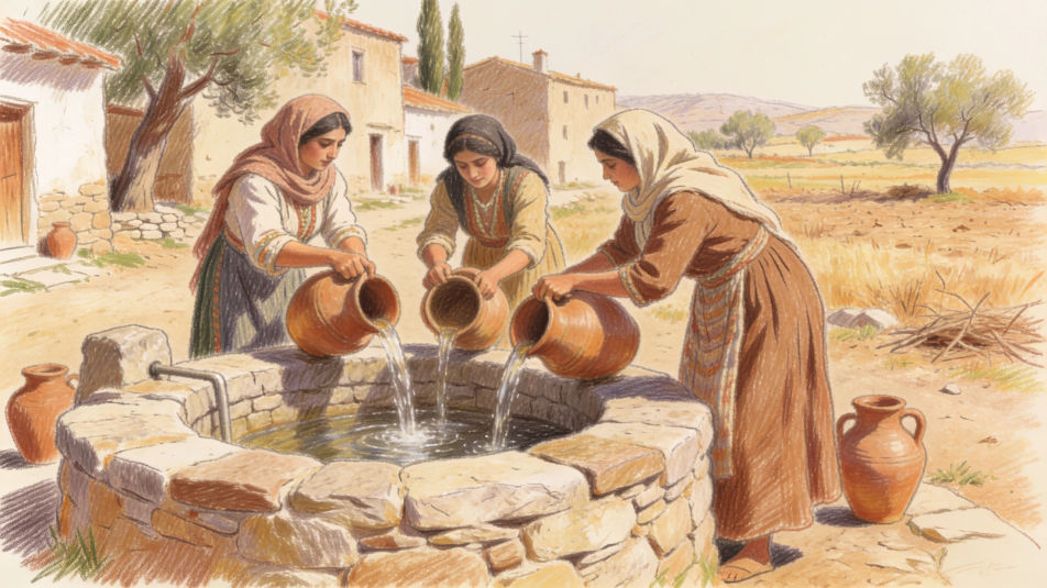 Village well and women