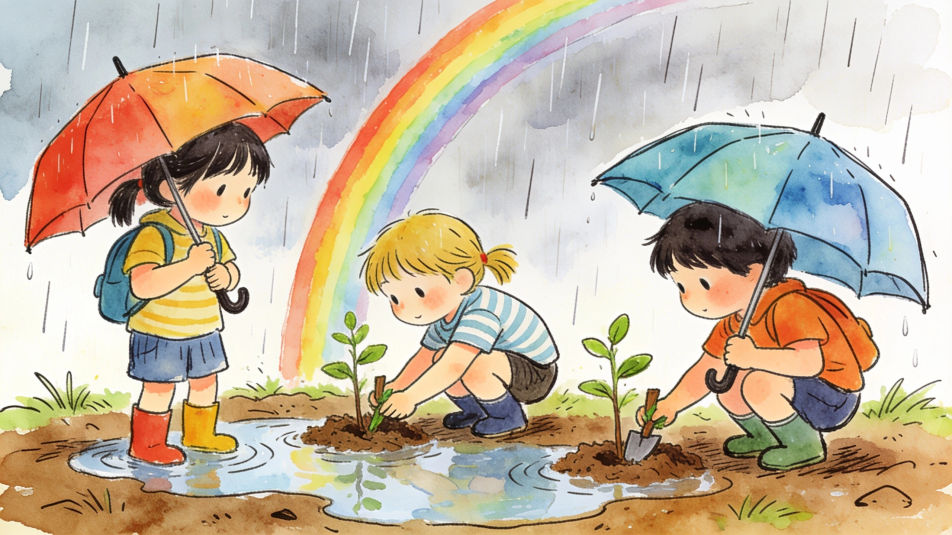 Planting in the rain