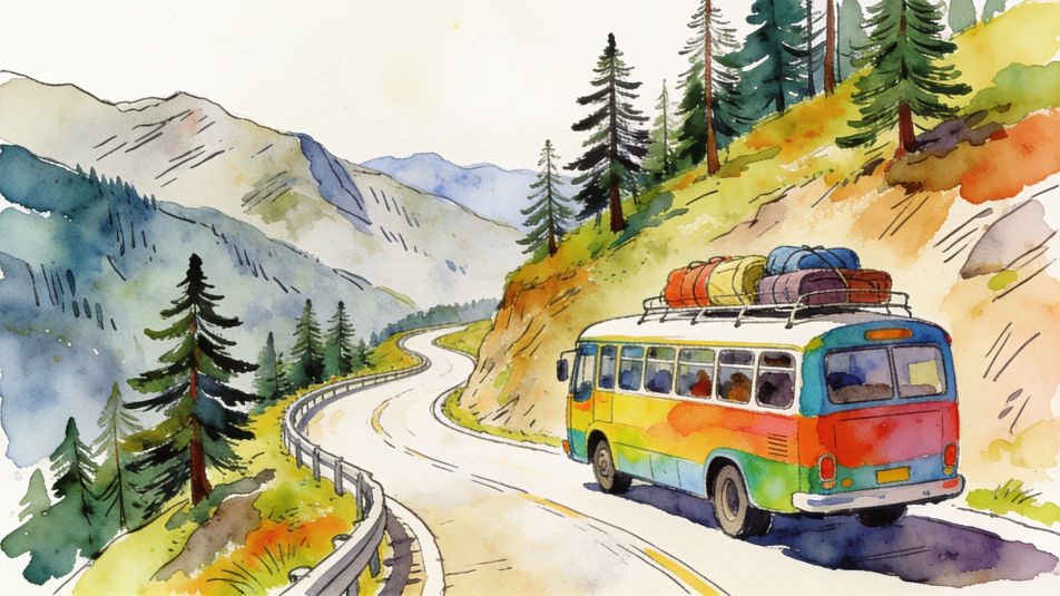 Mountain road bus