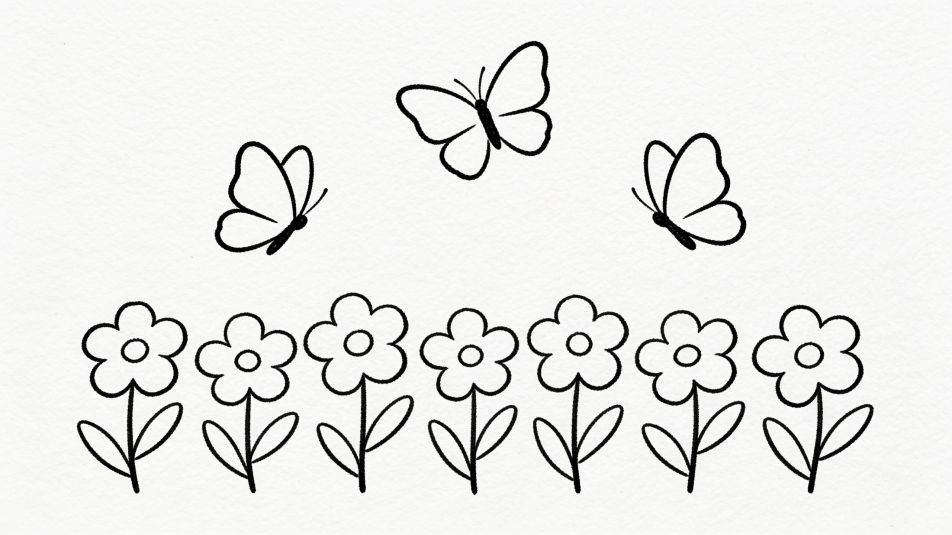 Butterflies over flowers