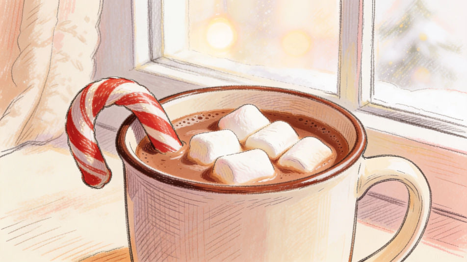 Cocoa mug with a cane