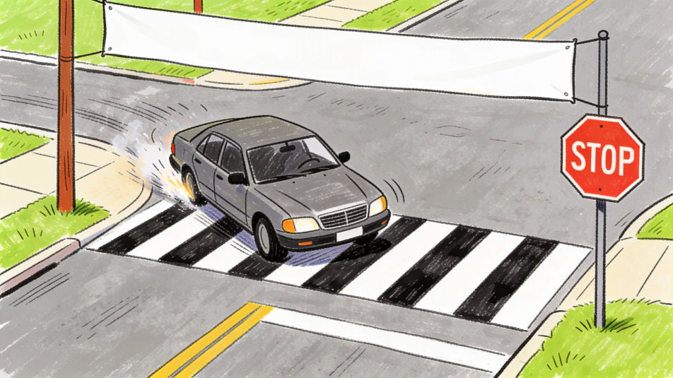 Slow down at the crossing