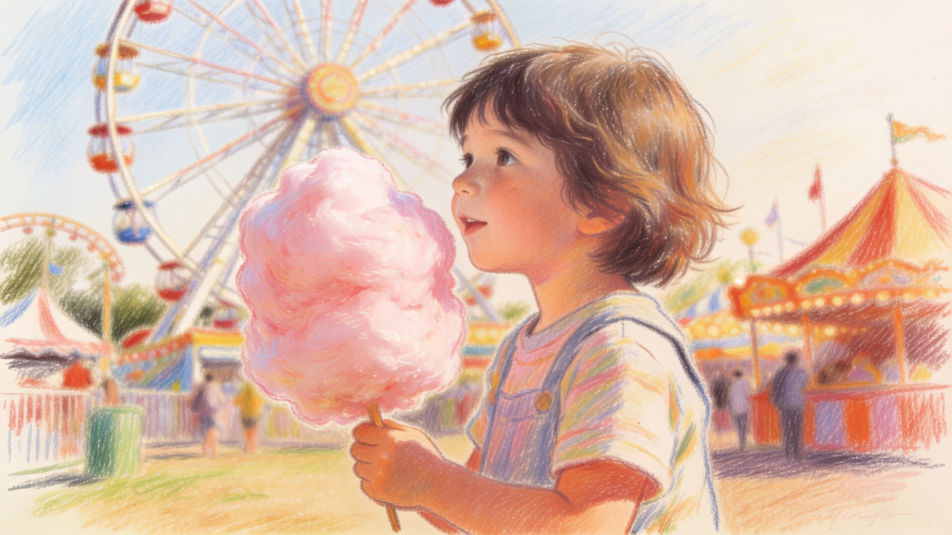 Child holding cotton candy