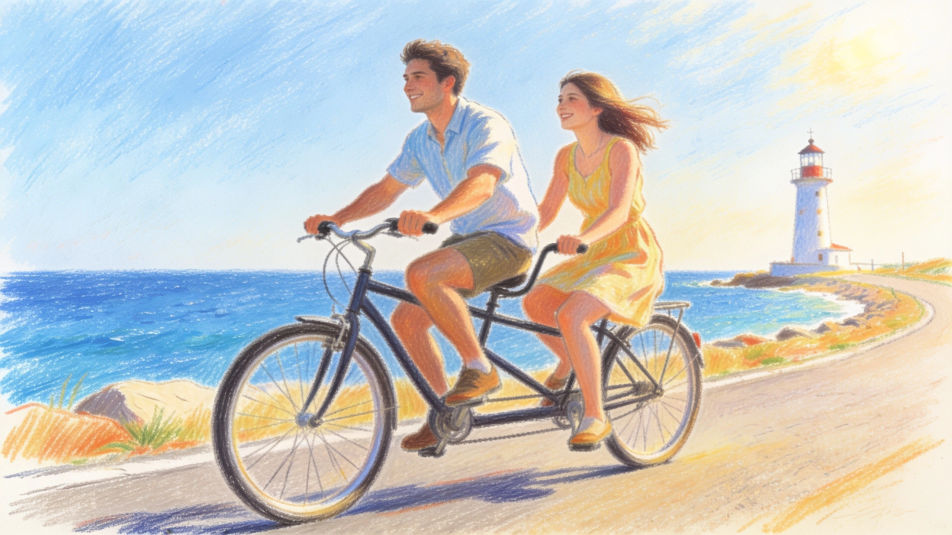 Cycling by the sea