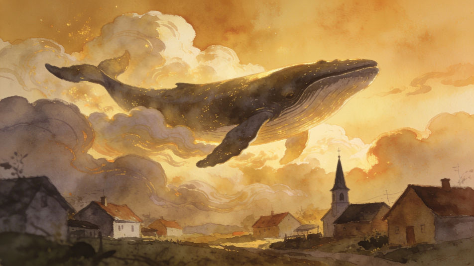 Whale over the village