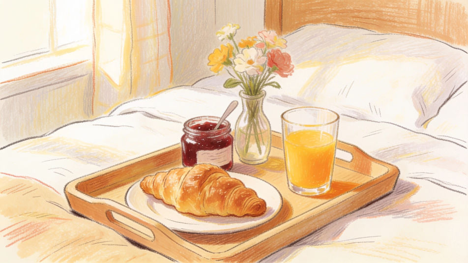 Breakfast tray in bed