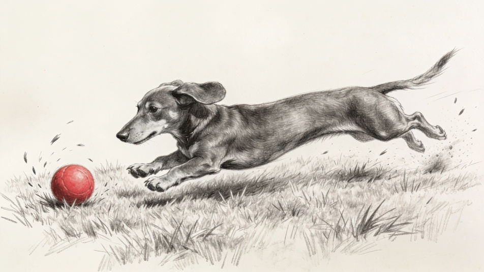 Dachshund and a ball