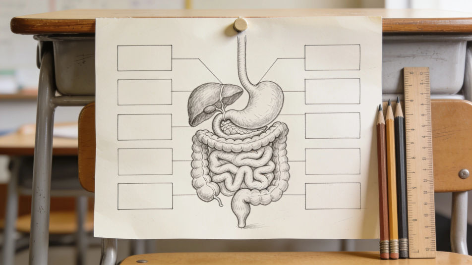 Labeled chart on a desk