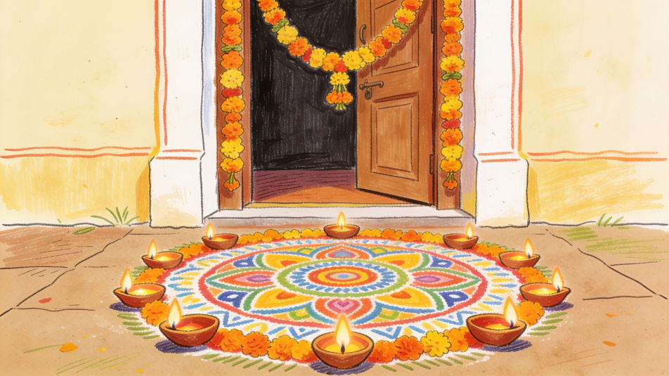 Rangoli at the doorway