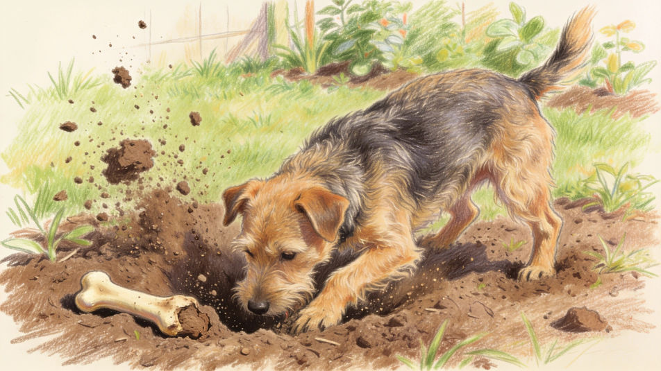Dog digging up a bone
