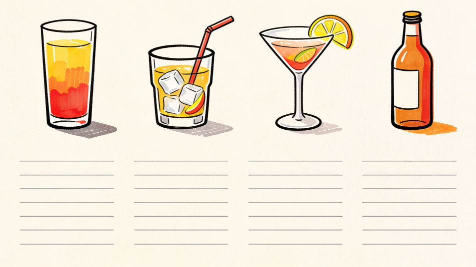 Drinks menu layout