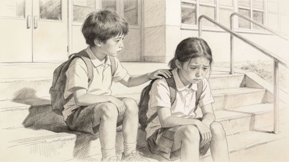 Comforting a friend at school