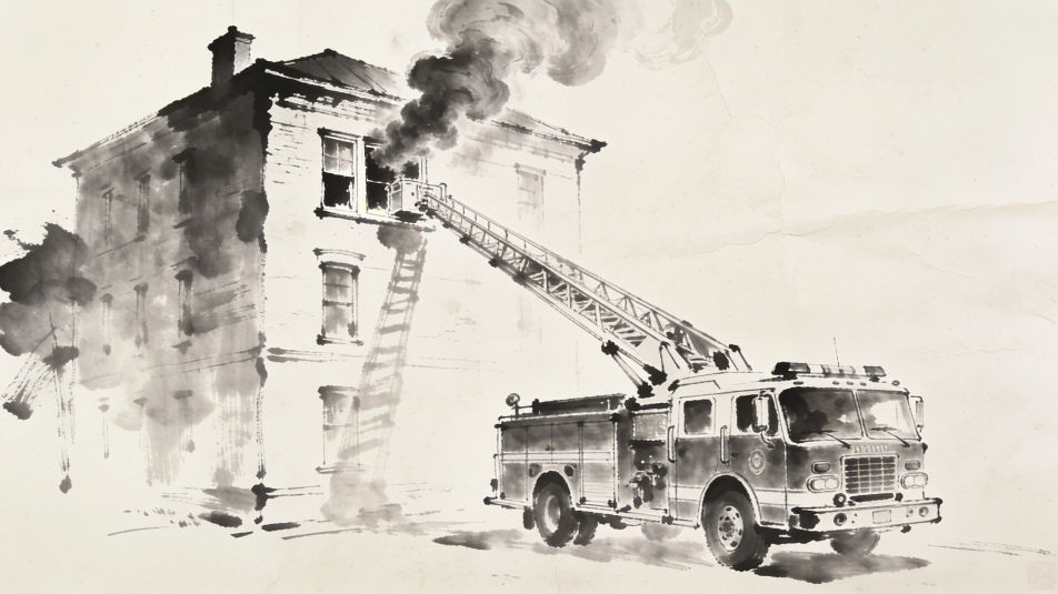 Ladder raised to a window