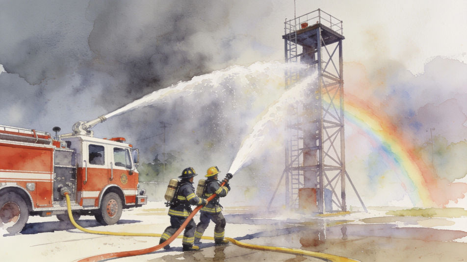 Hose spray on a training day
