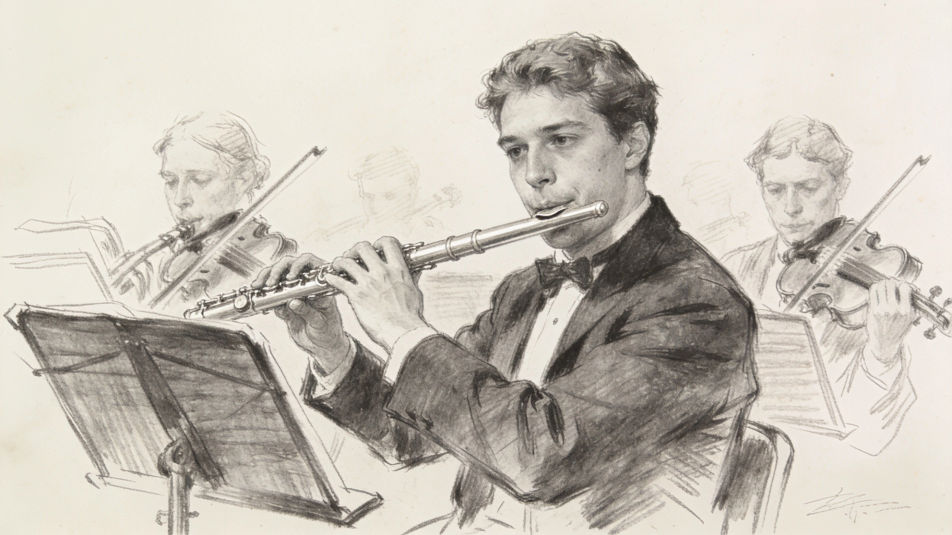 Flutist in the orchestra