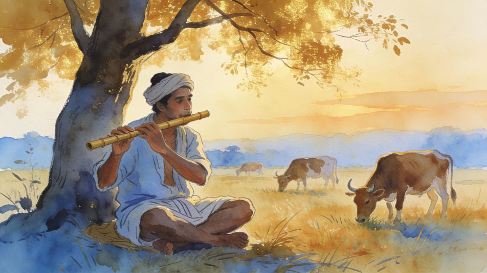 Shepherd with a bamboo flute