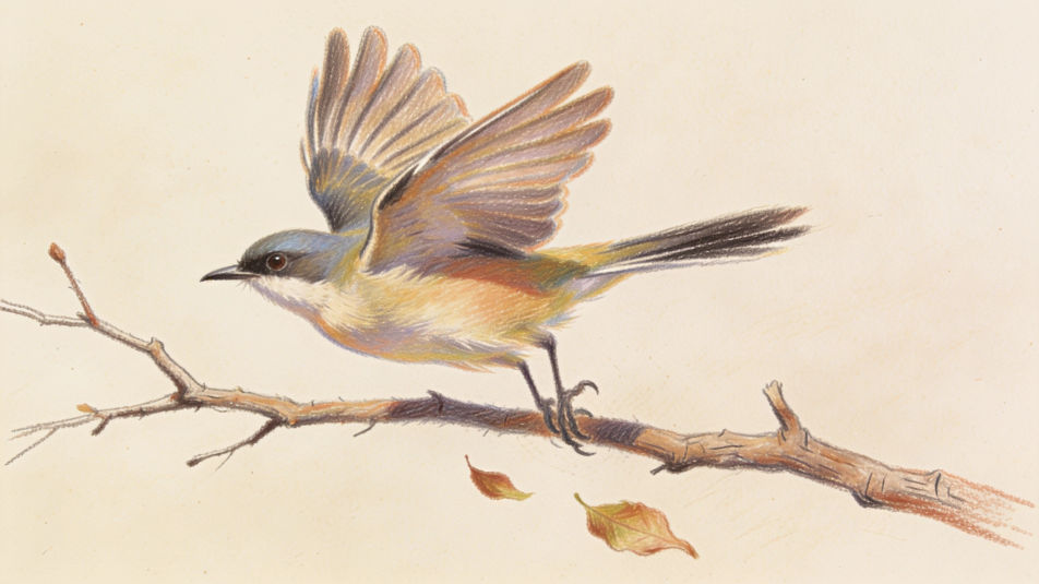 Bird leaving a branch