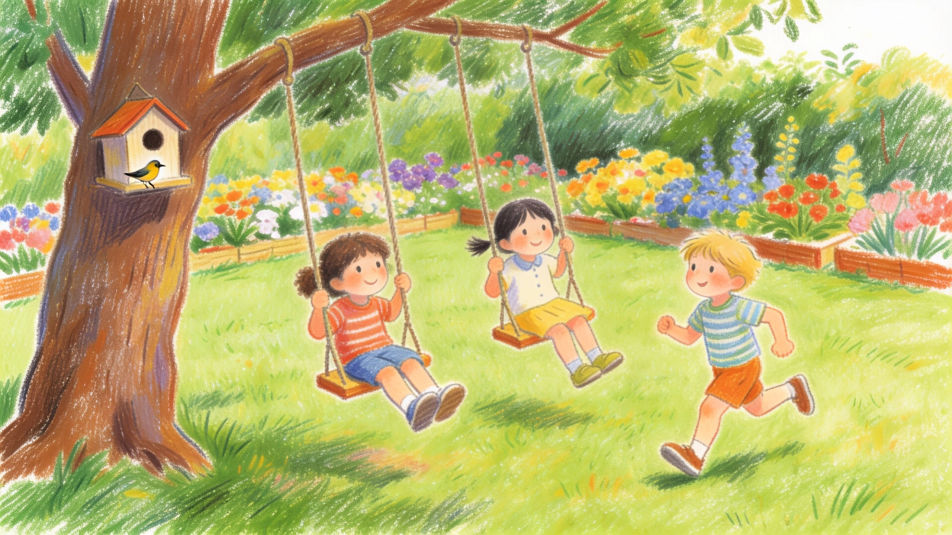 Children playing in the garden