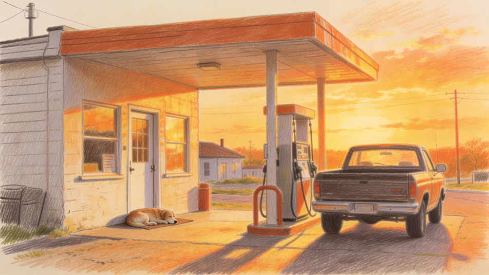 Small town at sunset