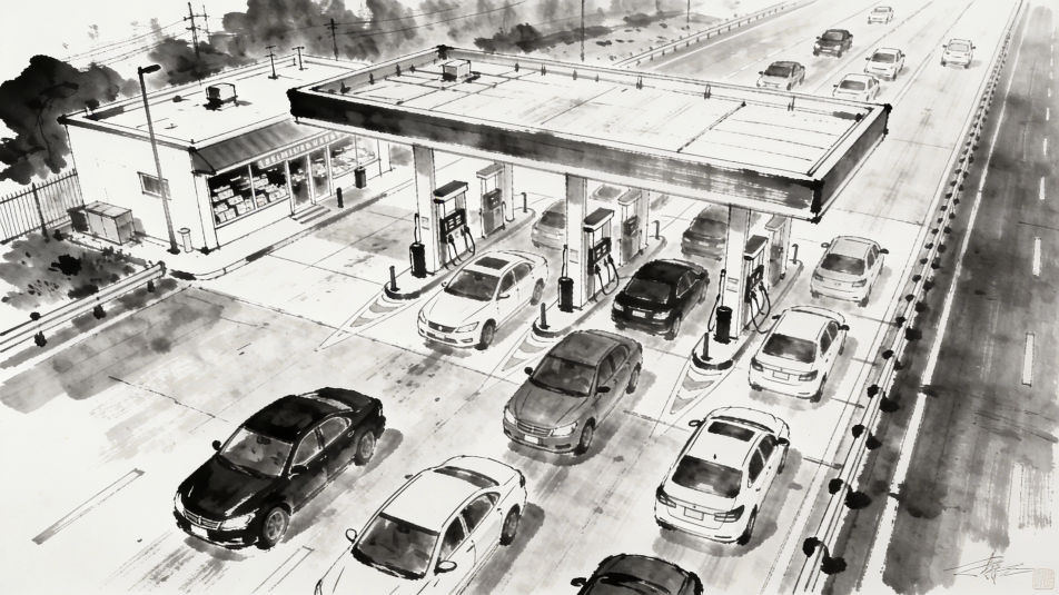 Highway stop from above
