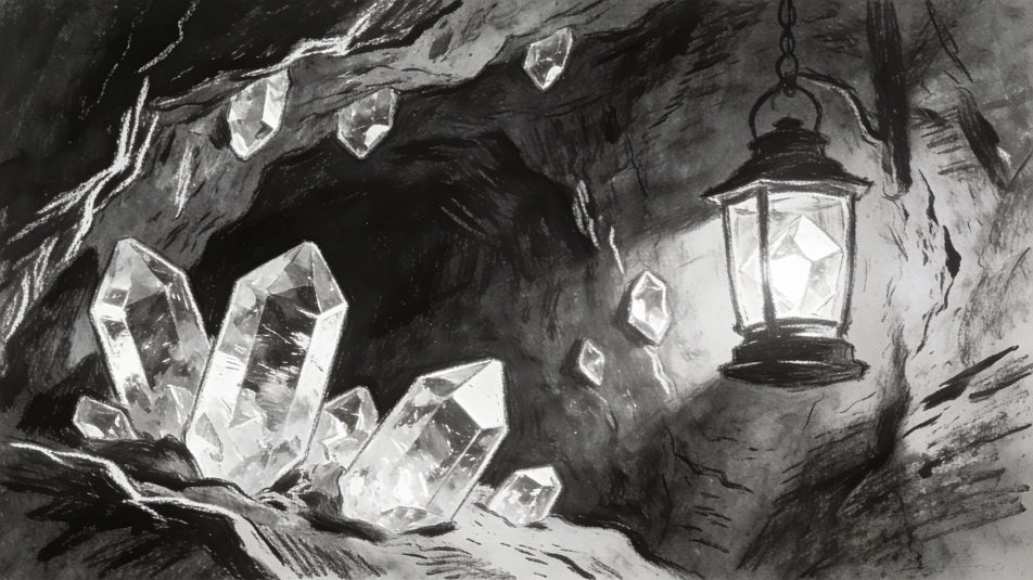 Gems in a cave wall