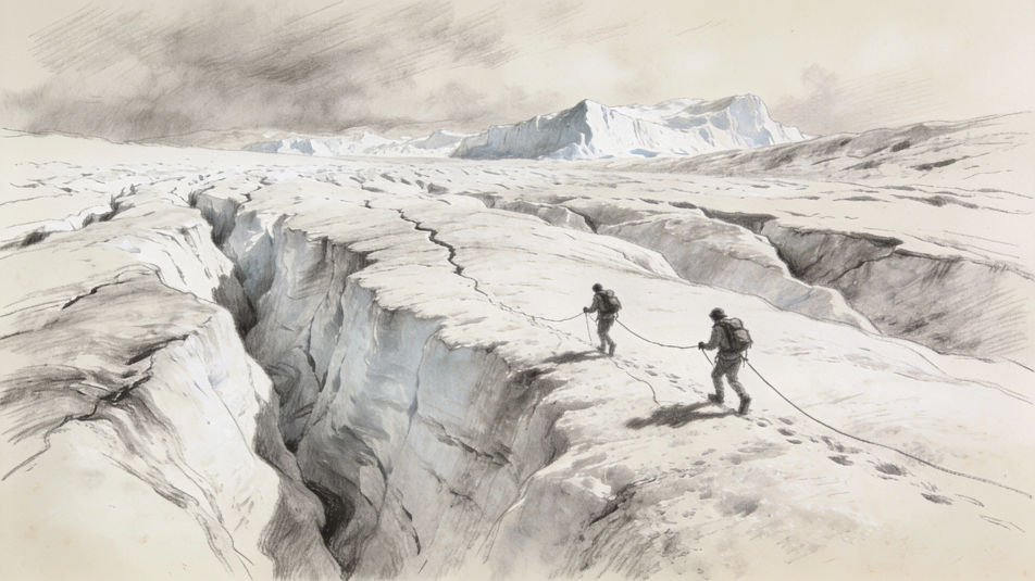 Hikers on the ice