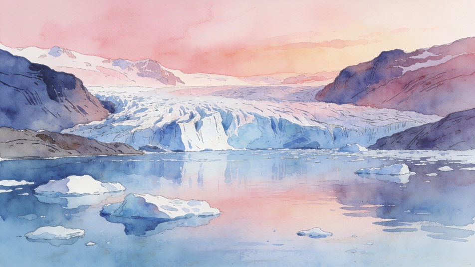 Glacier lake at dawn
