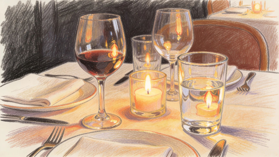 Dinner table glassware