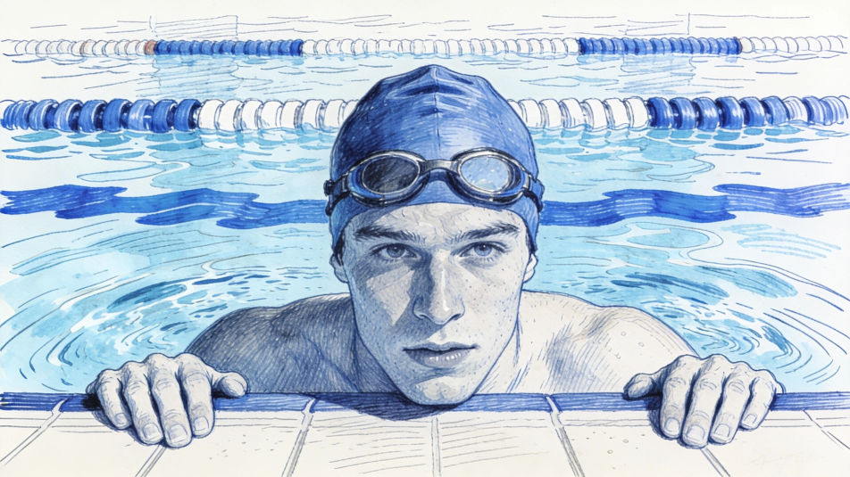 Swimmer at the pool edge